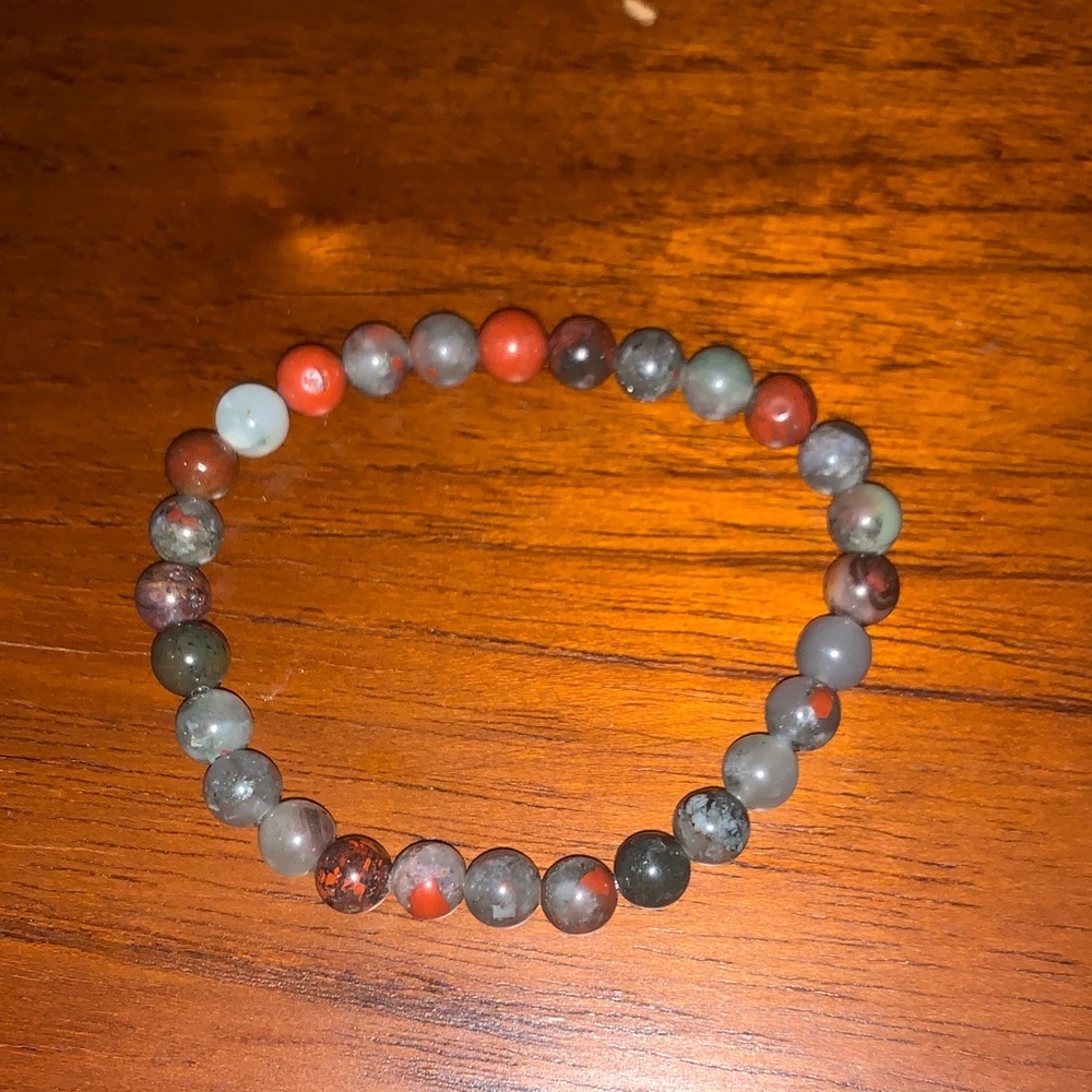 African Bloodstone Gemstone Bracelet